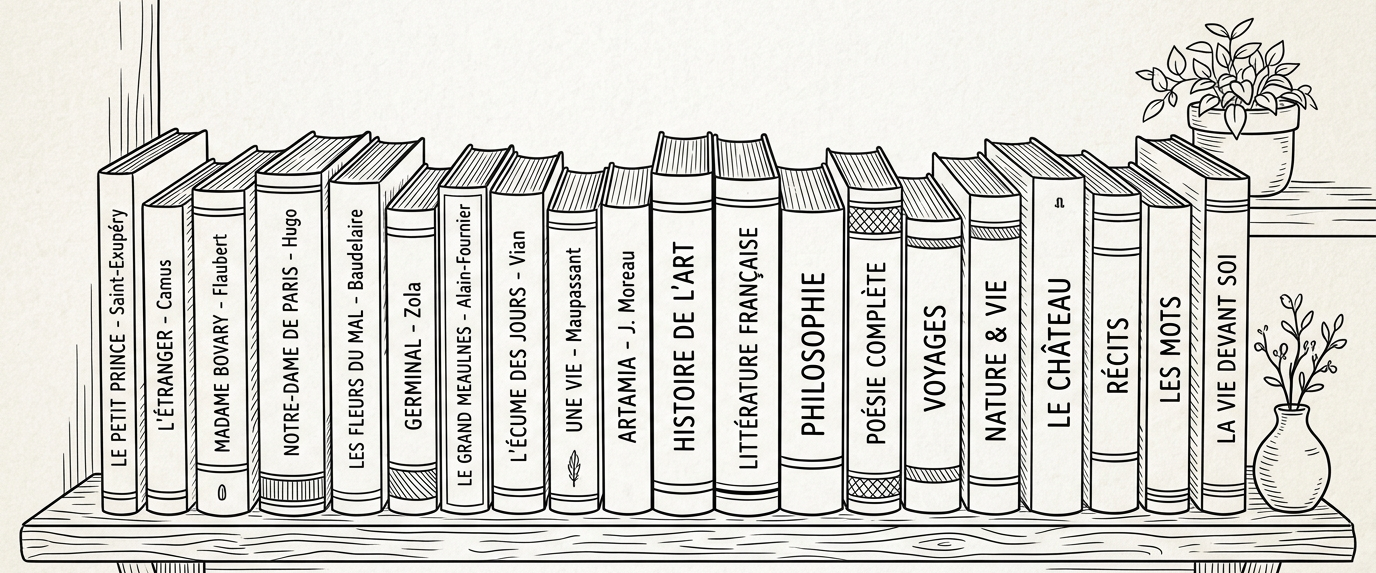 Rangée de livres sur une étagère